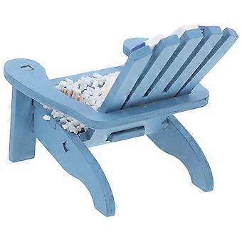 Blaues Mini-Strandstuhlmodell aus Holz, Dekorationsartikel für Miniaturpuppen