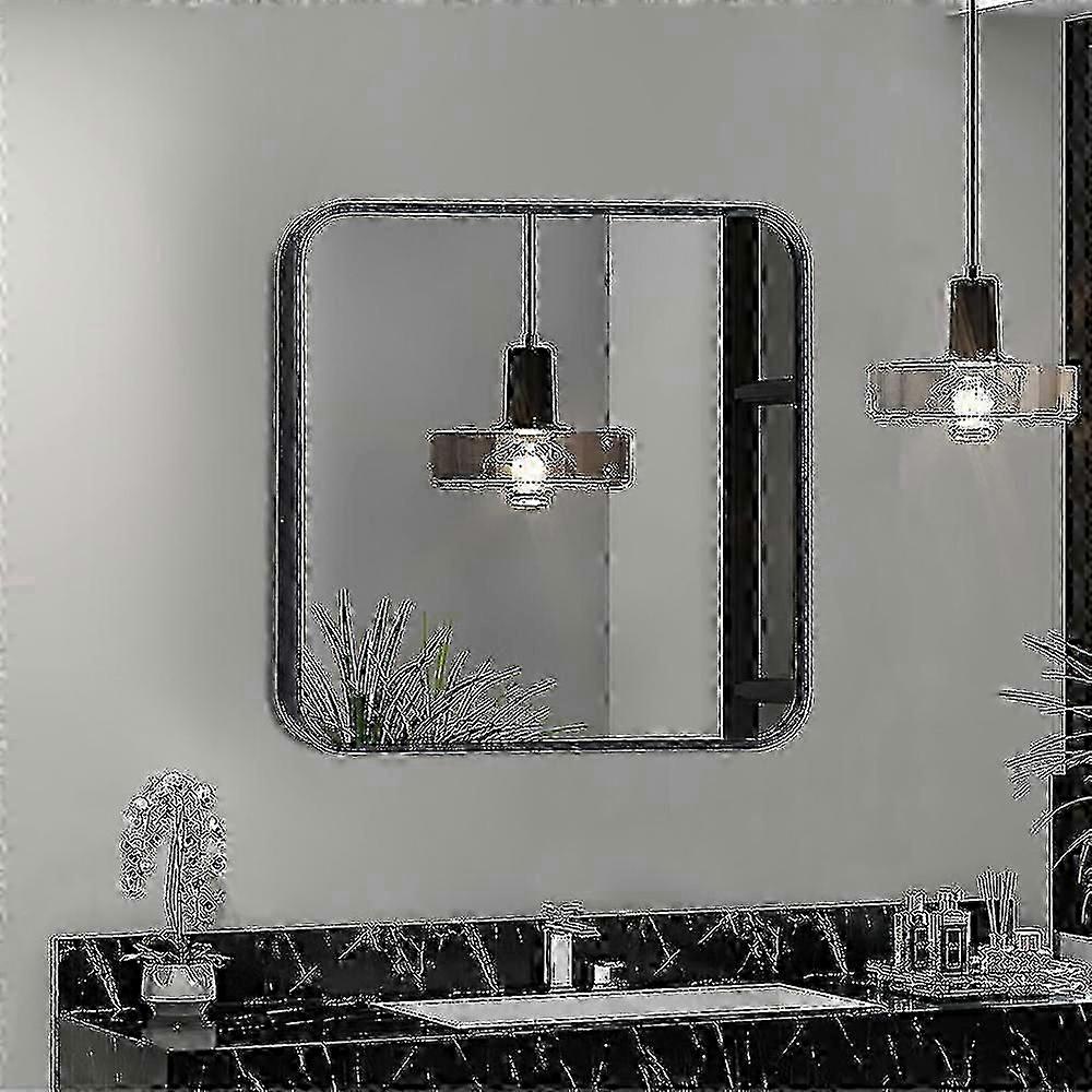 60cm Black Square Wall Mirror with Aluminum Frame