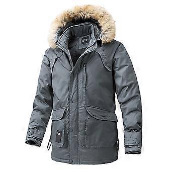 Parka d'hiver pour homme – Couleur unie, coupe-vent, épaisse, capuche douce, fermeture éclair, poches, tenue décontractée et de soirée