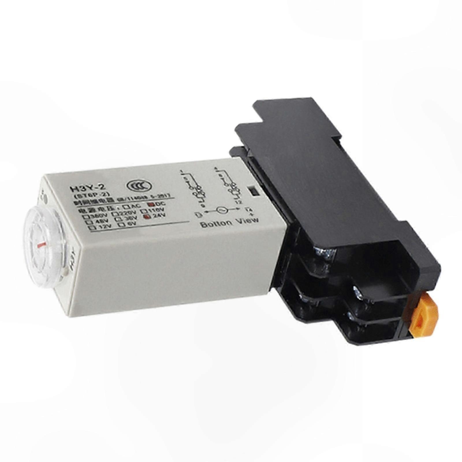 Adjustable Time Delay Relay with Rotary Knob, 0-60 Sec Power-On Timer, Multicolor Base Socket for Durable Timing Solutions