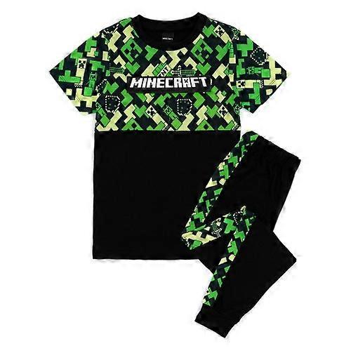 Minecraft Boys Creeper Short-Sleeved Long Pyjama Set