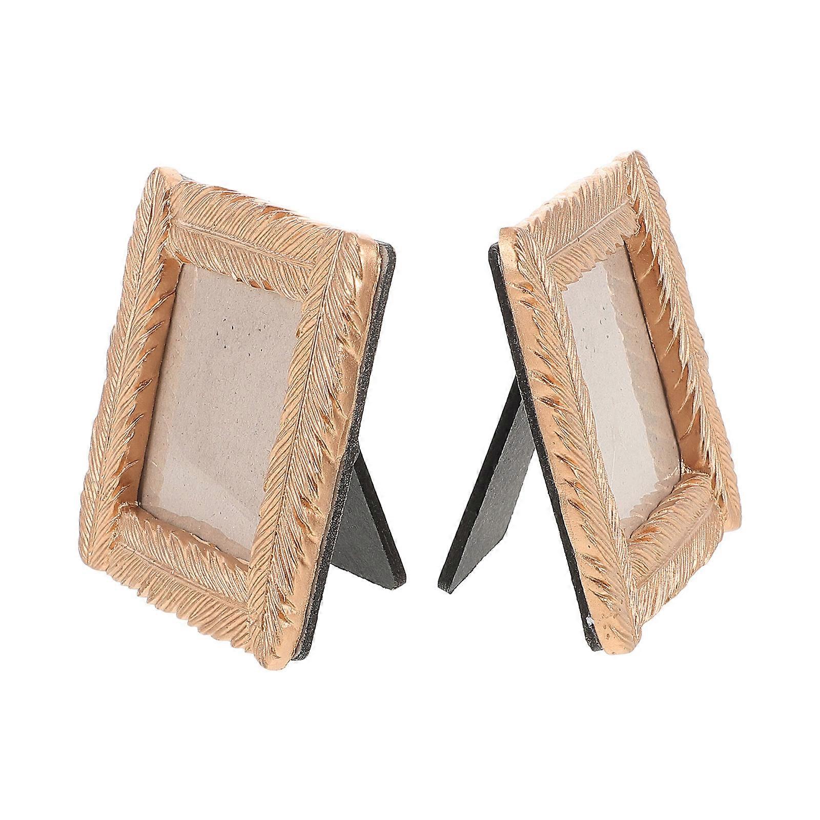 2pcs Photo Frames Luxury Style Picture Frames Desktop Display Small Photo Frames