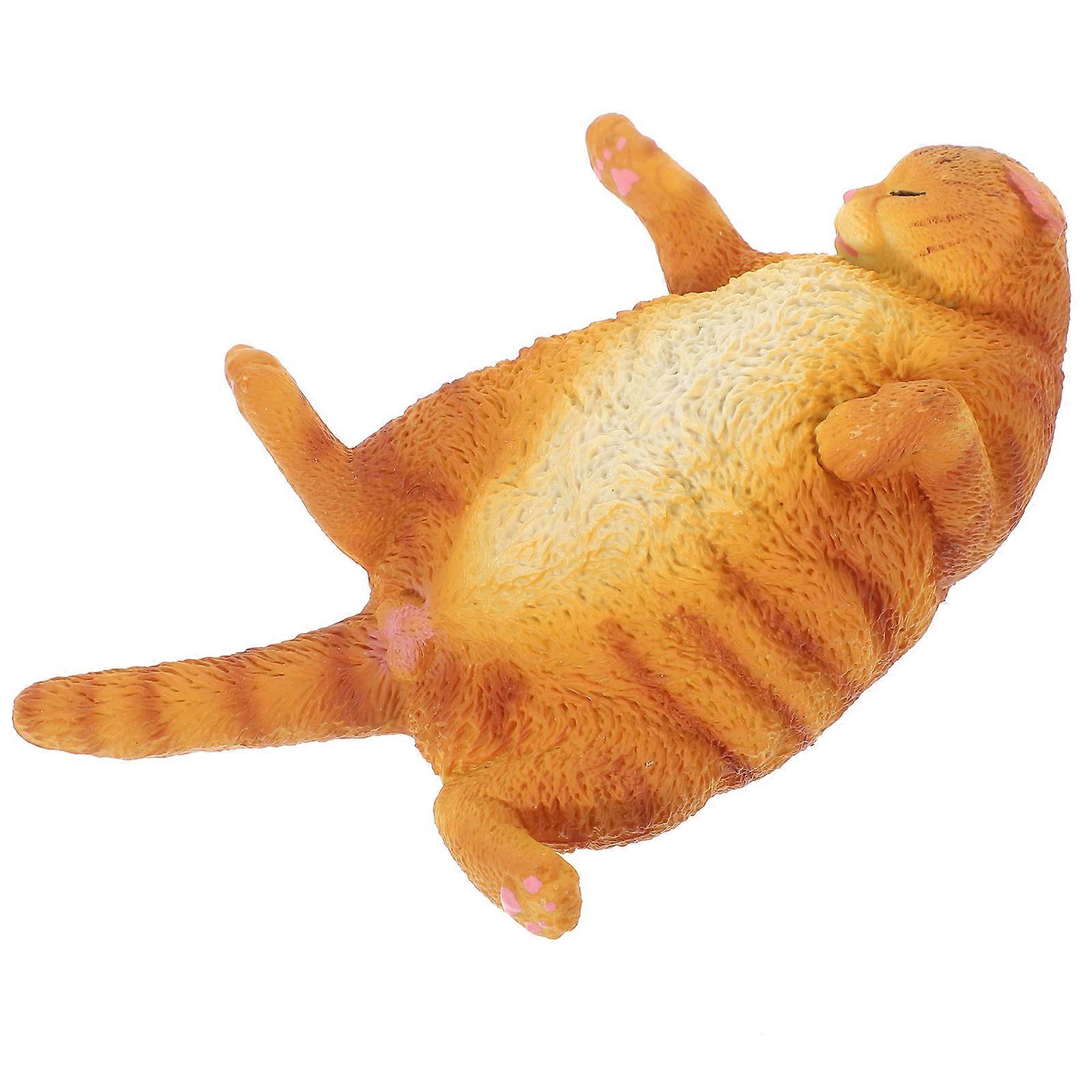 Decorative Sleeping Cat Figurine Plastic Model for Table