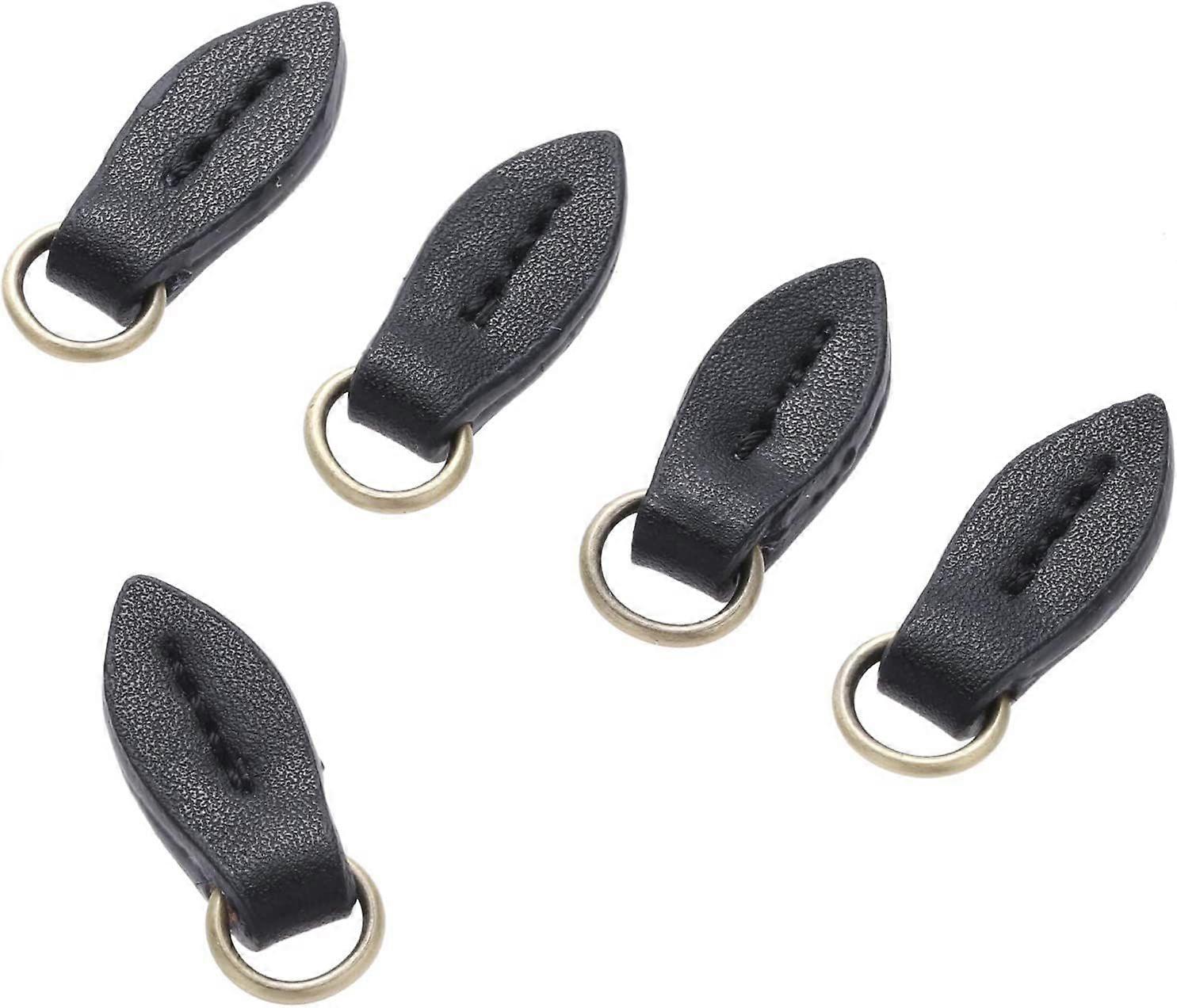 5Pcs Leather Zip Puller Leaf Shape Zipper Tags Fixer Pull