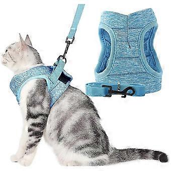 Soft Cat Harness and Leash Set Escape Proof for Walking,Adjustable Soft Jackets with Retractable cushioning Cat Leash For Small medium kitten harness(