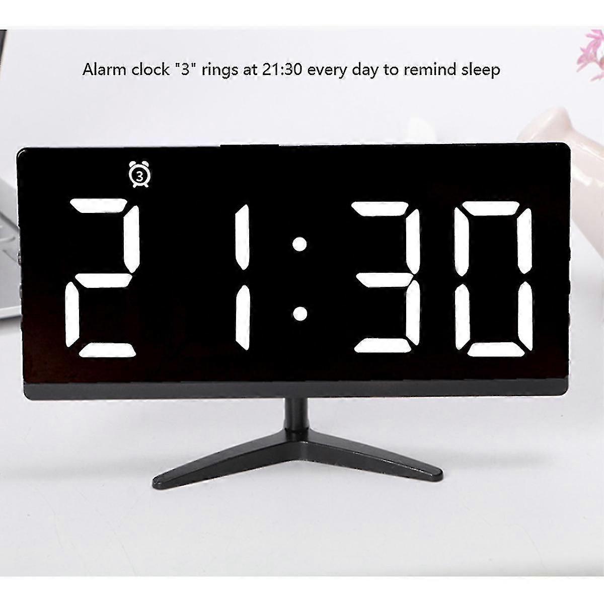 Led Digital Children's Electronic Alarm Clock Mirror Temperature Clock With Snooze Function Desk Cl
