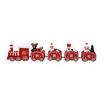 Houten kersttreinset, 5-delige minitrein voor tafeldecoratie, kerstboom, feestjes en kinderdagverblijven. Compatibel met standaard houten rails.