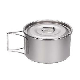Titanium Camping Bowl with Lid and Foldable Heatproof Handle, Ultralight Cookware for Hiking and Backpacking
