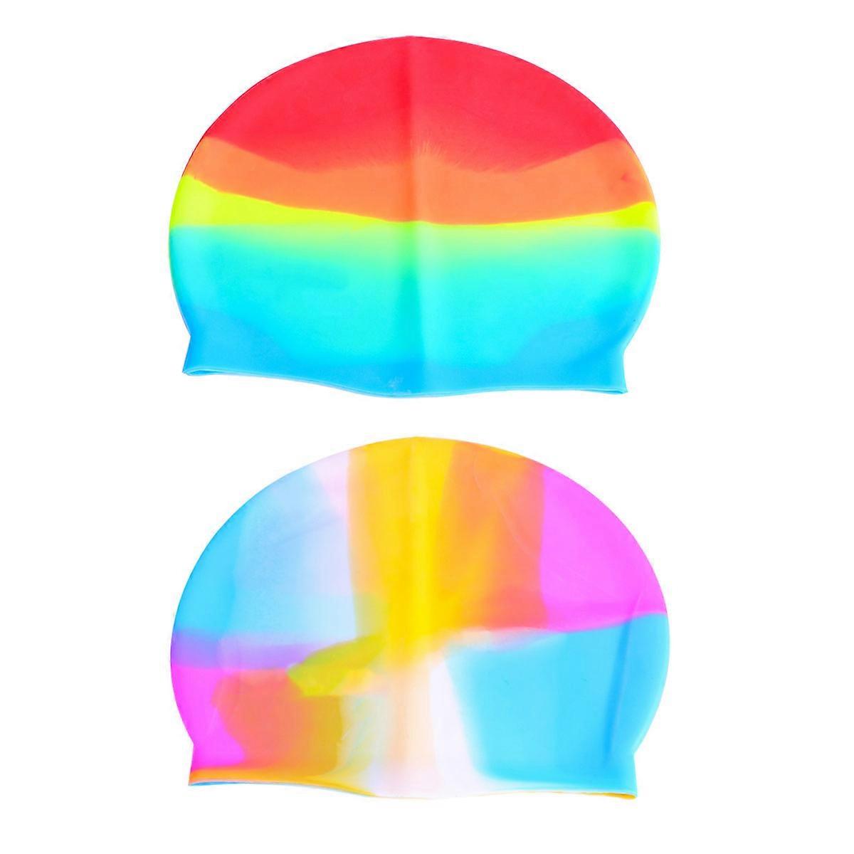 Bonnet de natation élastique en silicone, coloris variés (lot de 2).