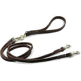 Double Dog Leash Leather Detachable Coupler Prevent Winding Sturdy Metal, 47in Length Pet Leashes for 2 Dogs Walking Training
