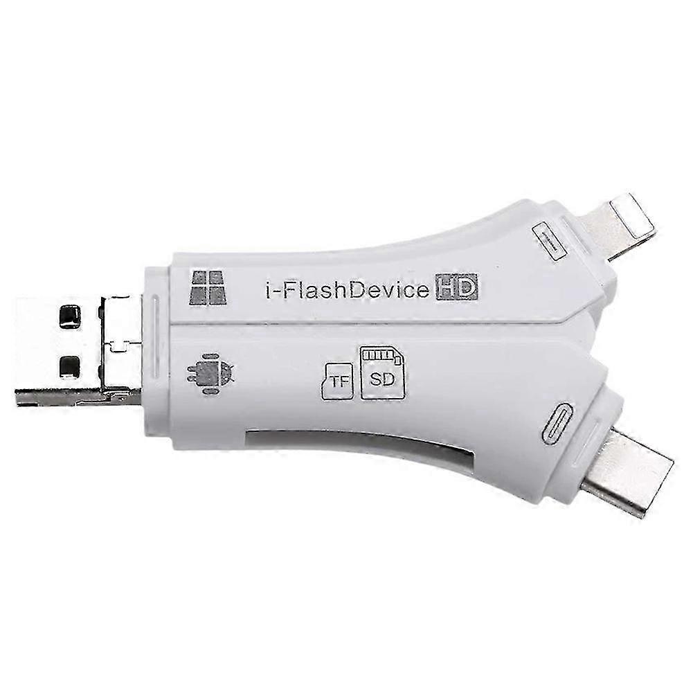 USB2.0+Micro+Type-C+Lightning 4-in-1 Multi-Interface Card Reader compatible with SD/TF Card compatible with Phone Android IPad I-Flashdevice