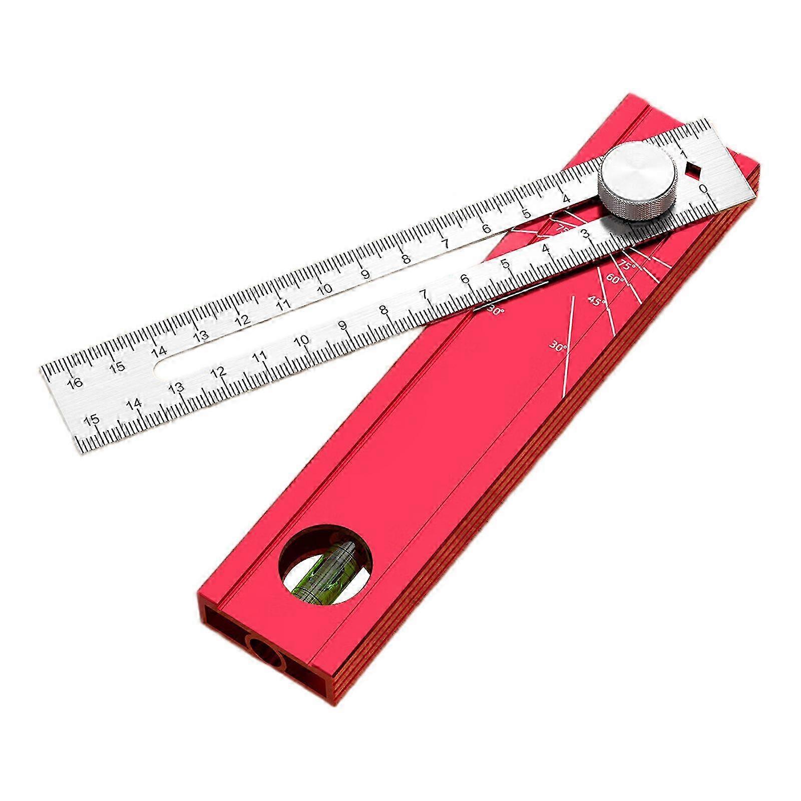 Multi Angle Marking Ruler Adjustable Positioning Scribing Protractor Tool Foldable Depth Measuring Ruler Woodworking Multicolor