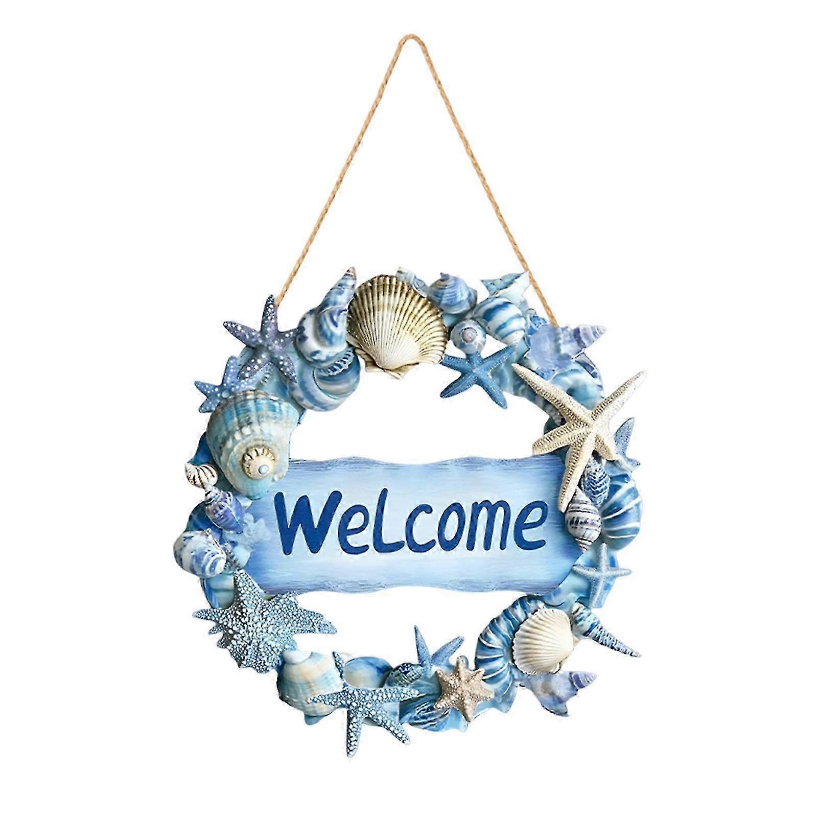 Blue White Pine Wreath Welcome