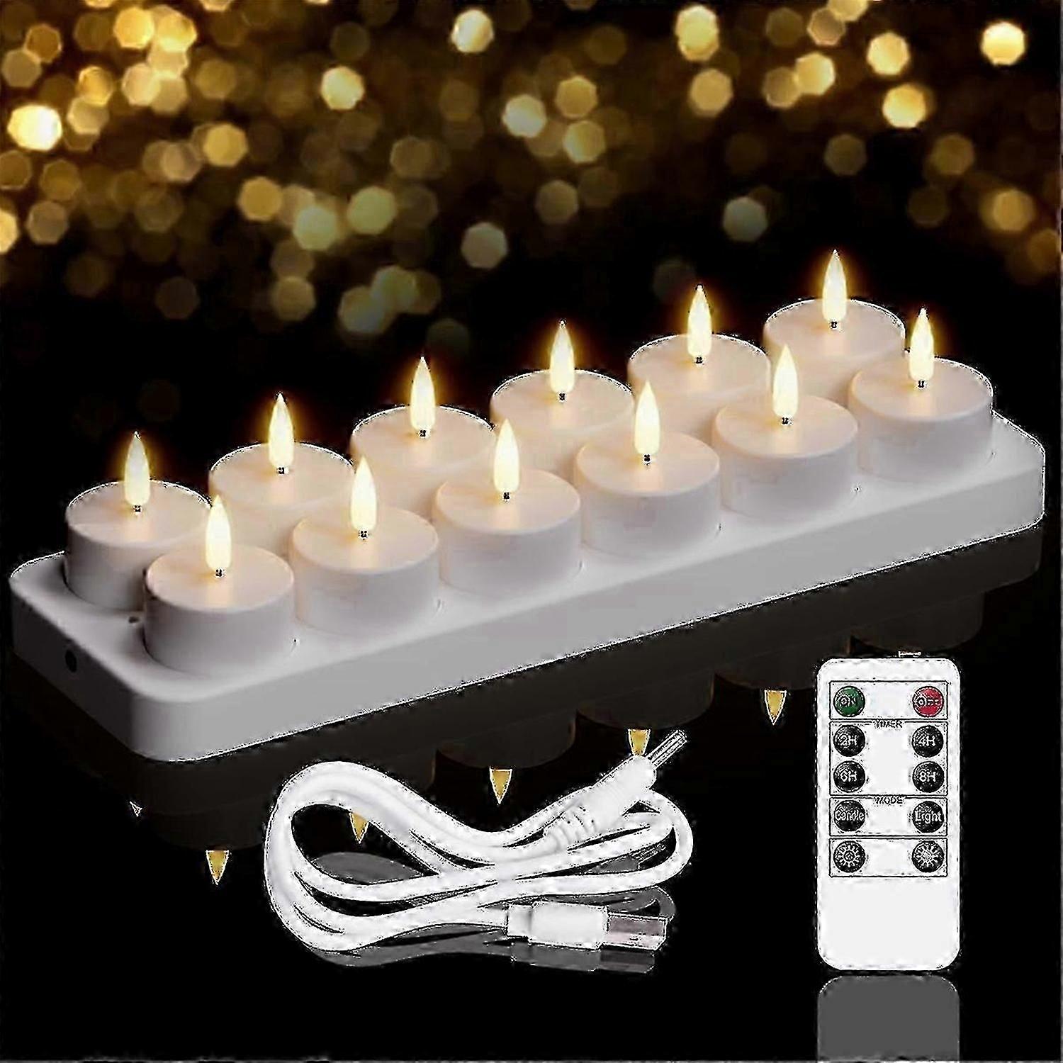 Rechargeable Tea Lights , 12 Pcs Rechargeable