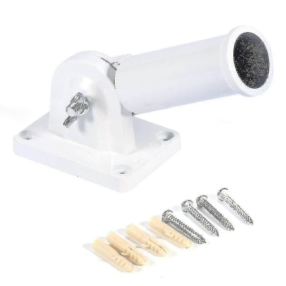 Flag Pole Holder White Metal Wall Mount Adjustable Holder Bracket A