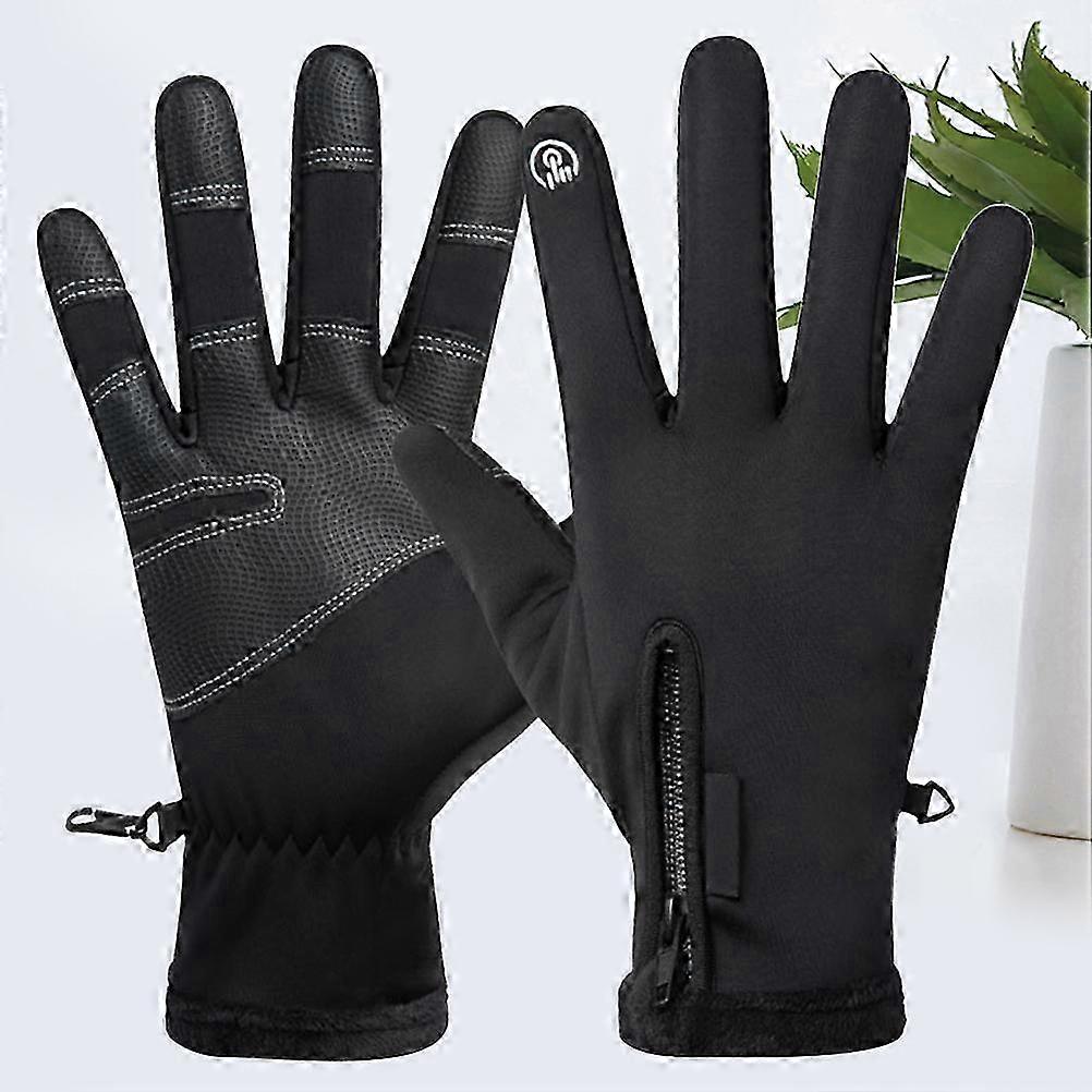 Waterproof Mountain Bike Gloves with Windproof Function 1Pair Black Gloves