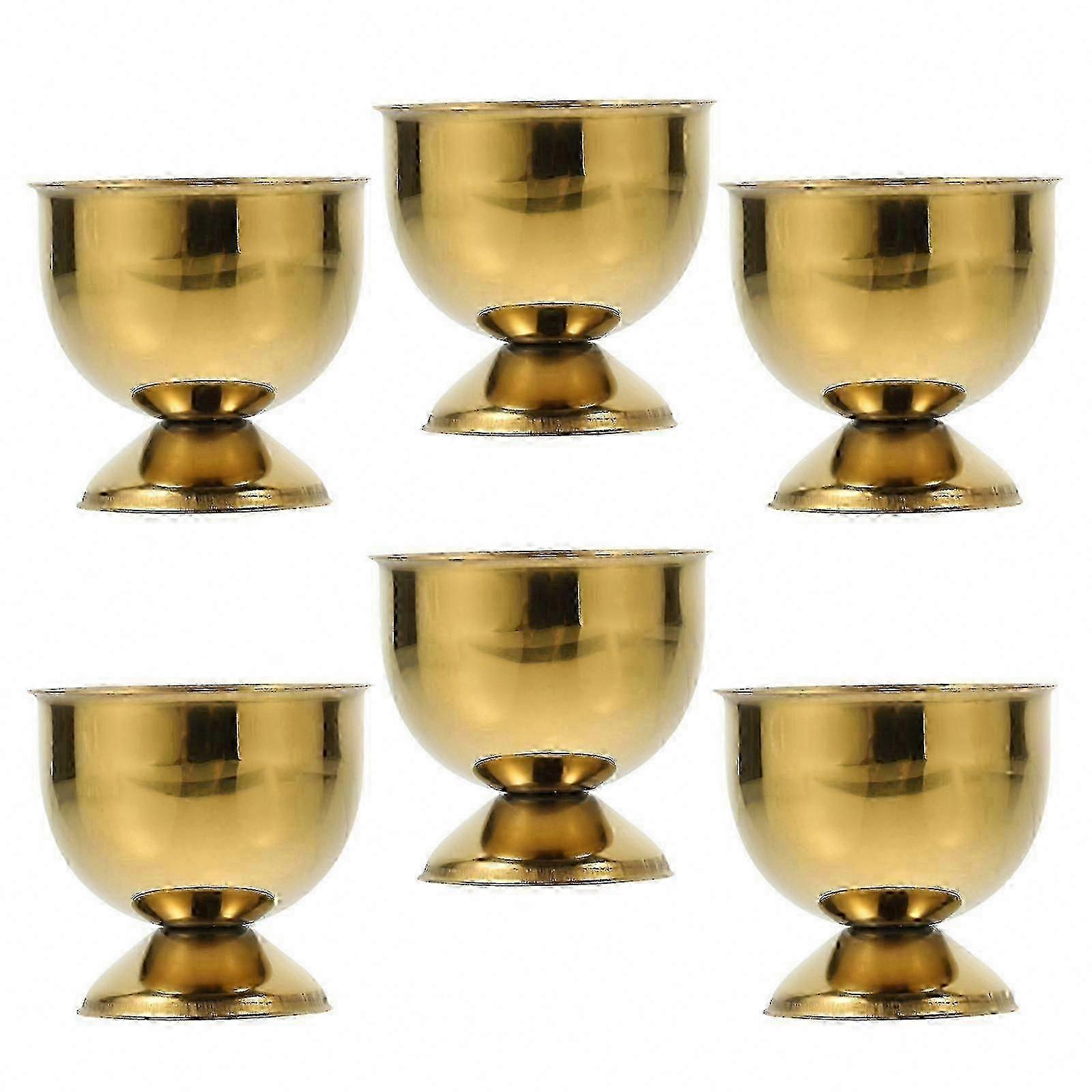 6 Pcs Gold Metal Egg Holder Stand, Stable Dining Egg Serving Cups