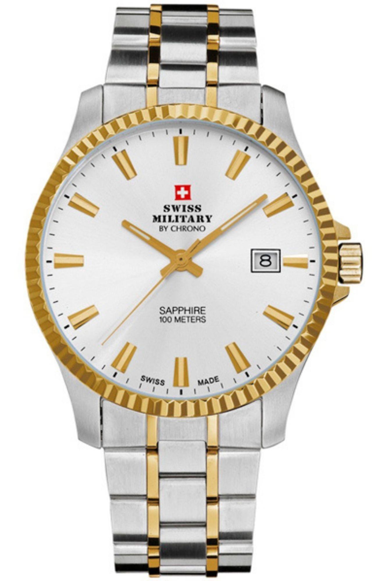 Swiss Military Quartz Analog Man Watch with SM34019.04 Stainless Steel Bracelet