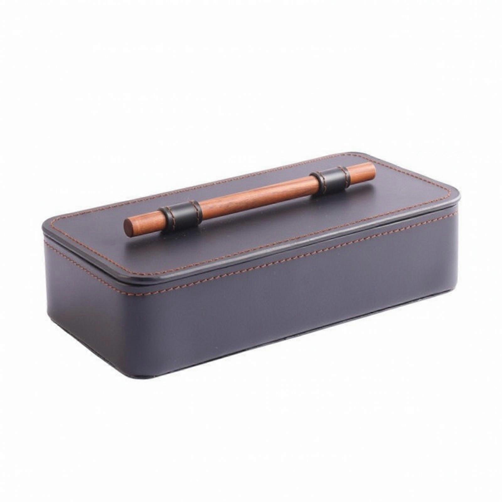Handcrafted Leather Storage Box with Lid | Elegant Stitched border, Storage Box
