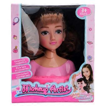 Hair Styling Doll Head Toys Double Ponytail Style Doll Makeup Hair Salon Kit with More Accessories for Present