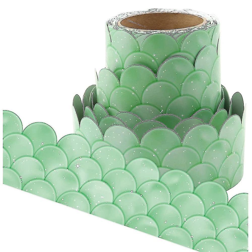 20m Ombre Green Scallop Bulletin Board Border Straight Border