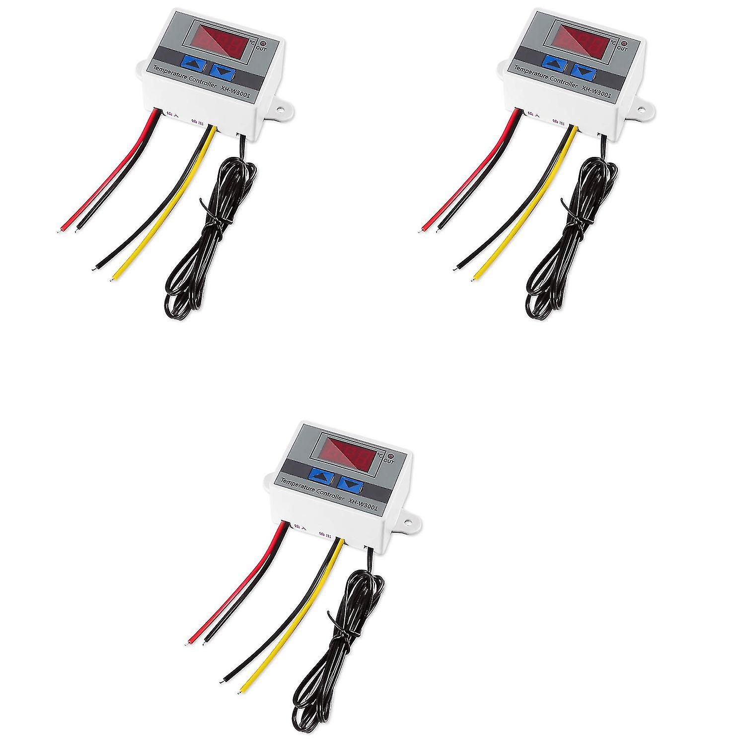 3pcs Ac110v-220v 10a Digital Led Temperature Controller Thermostat Control Switch Probe Xh-w3001