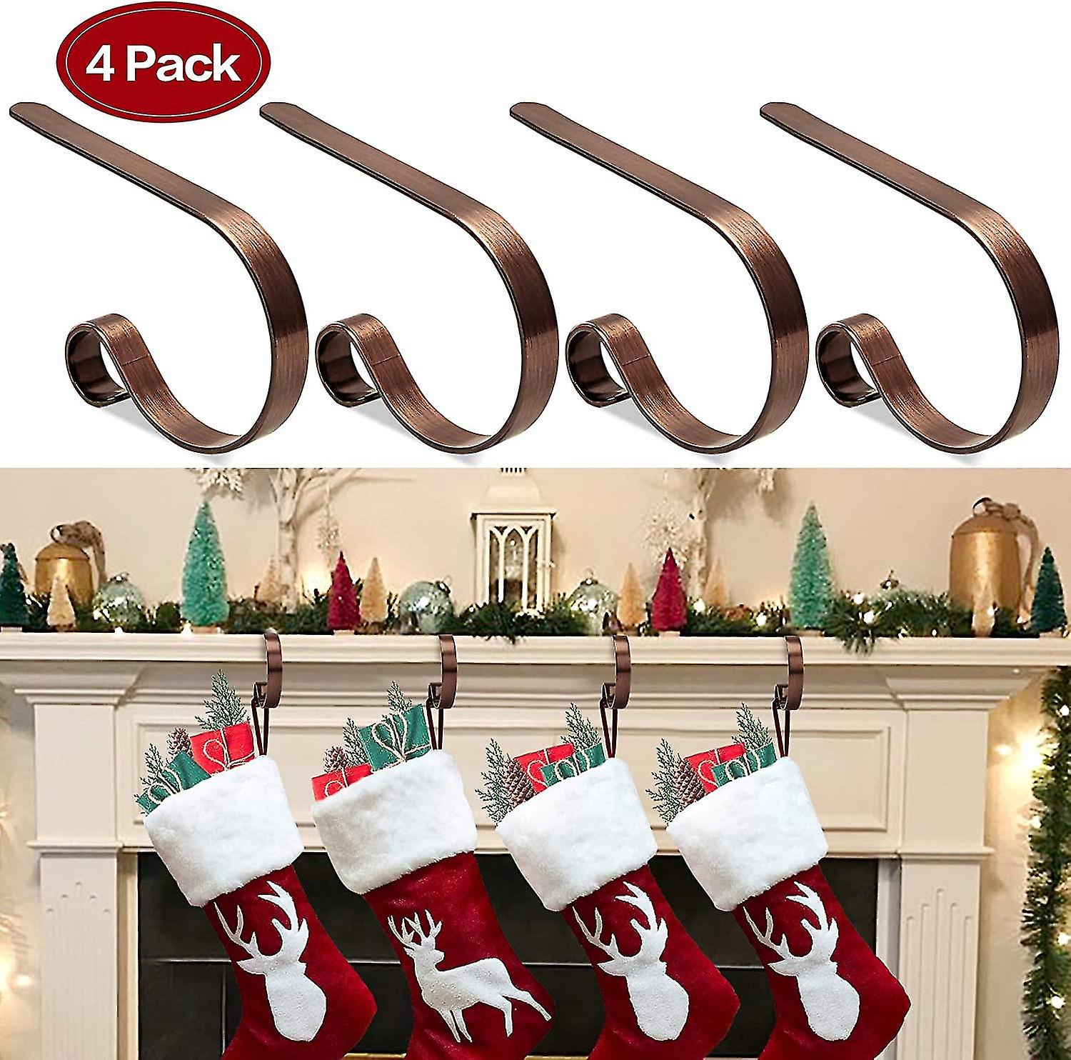 Set Of 4 Christmas Stocking Holders For Mantle,lightweight Stocking Holder No-slip Stocking Hangers For Mantel Fireplace,adjustable Mantel Stocking Ho