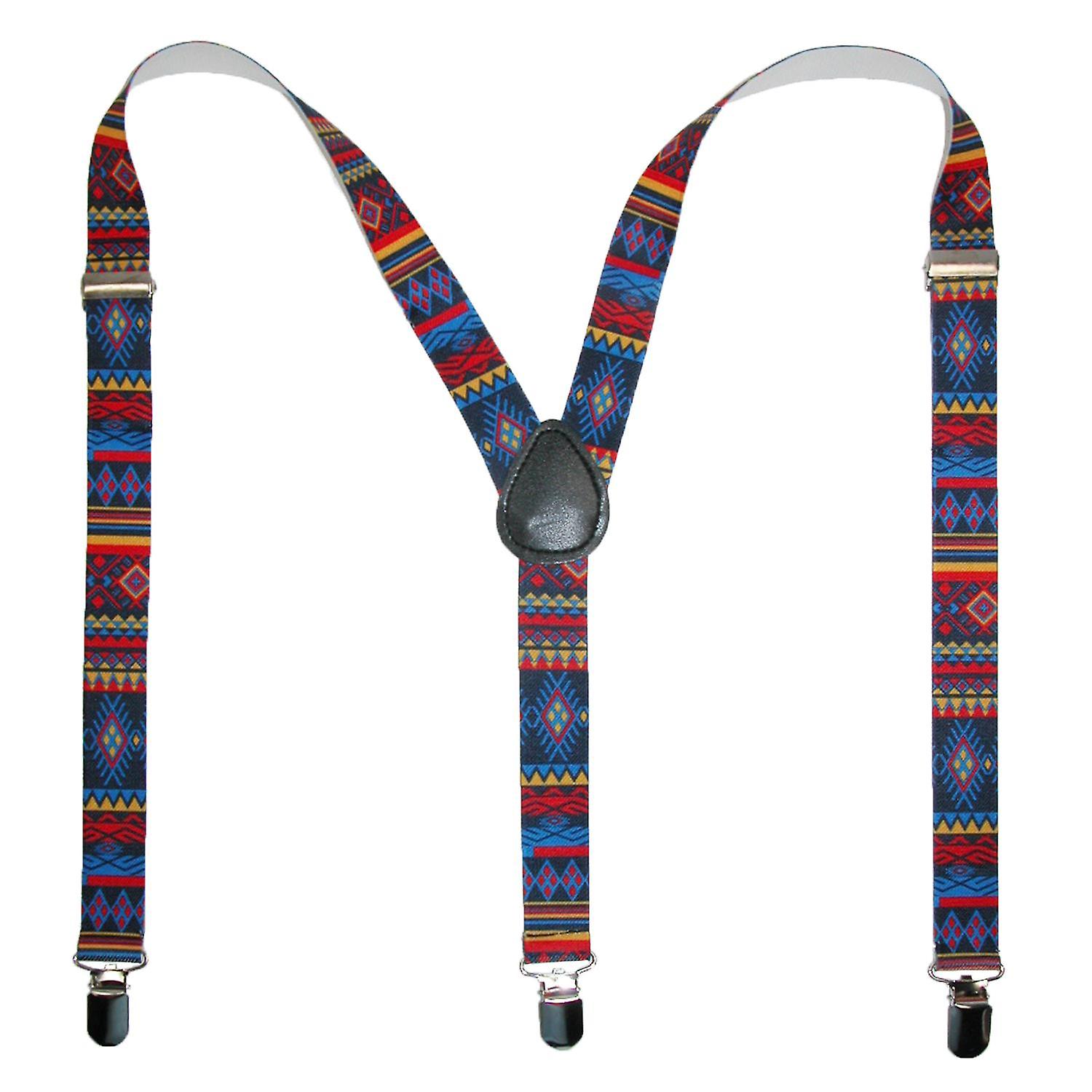 CTM  Elastic Aztec Pattern Clip-End Suspenders (Women)