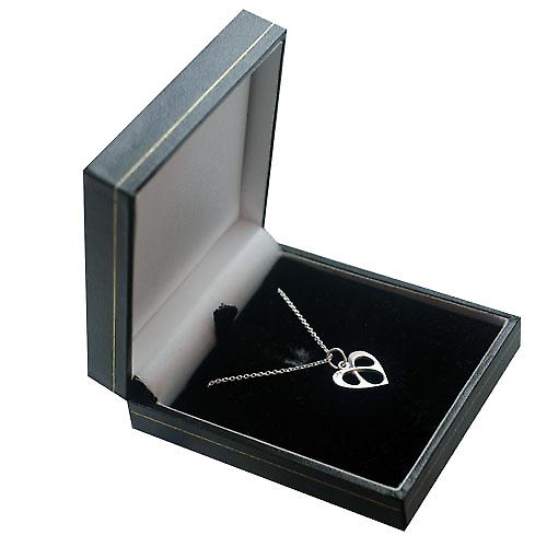 Silver 16x15mm entwined Heart Pendant with a rolo Chain 24