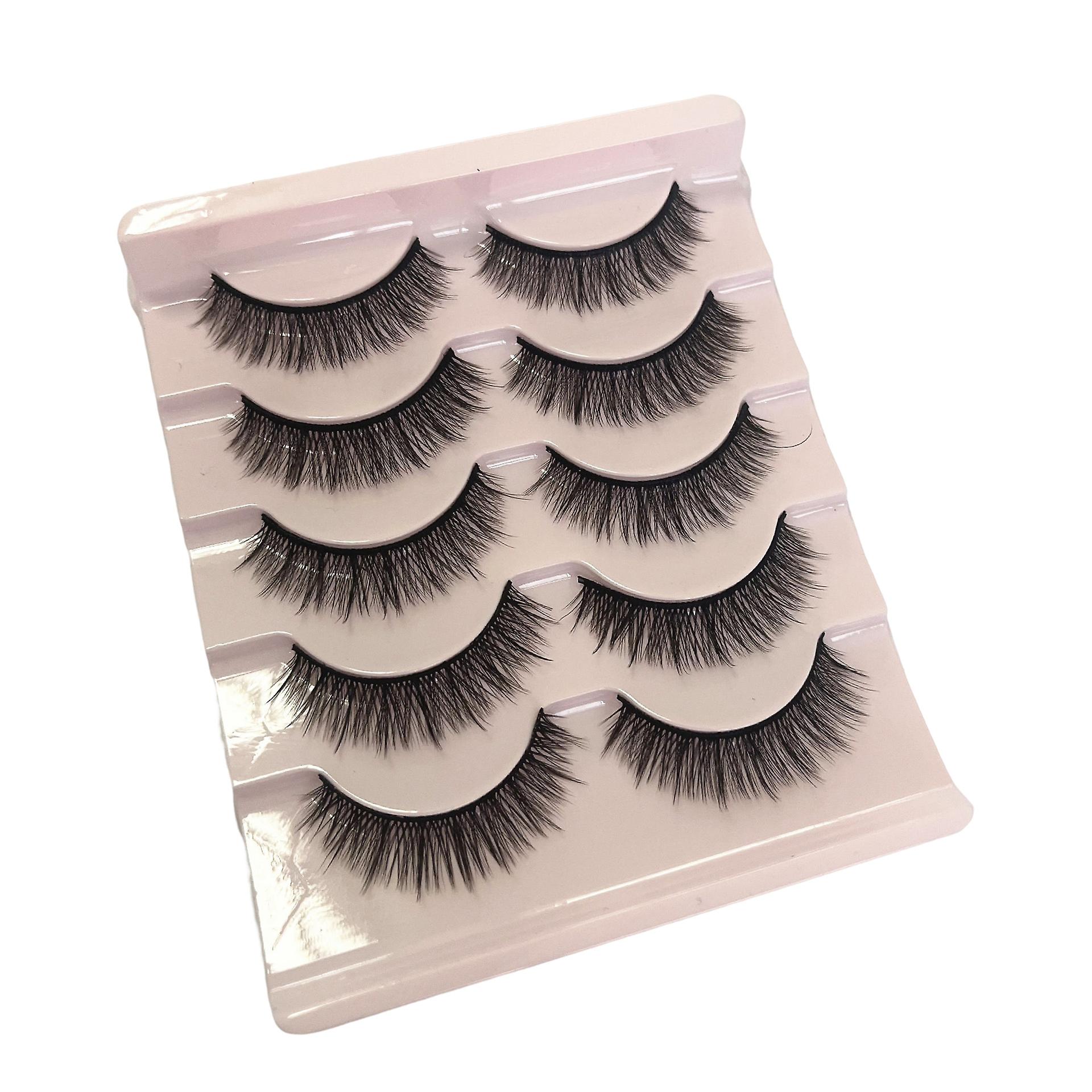 5 Pairs Simulation False Eyelashes Multilayered Bushy Curling Up Thick Lashes Cosplay Makeup Diy Eyelashes