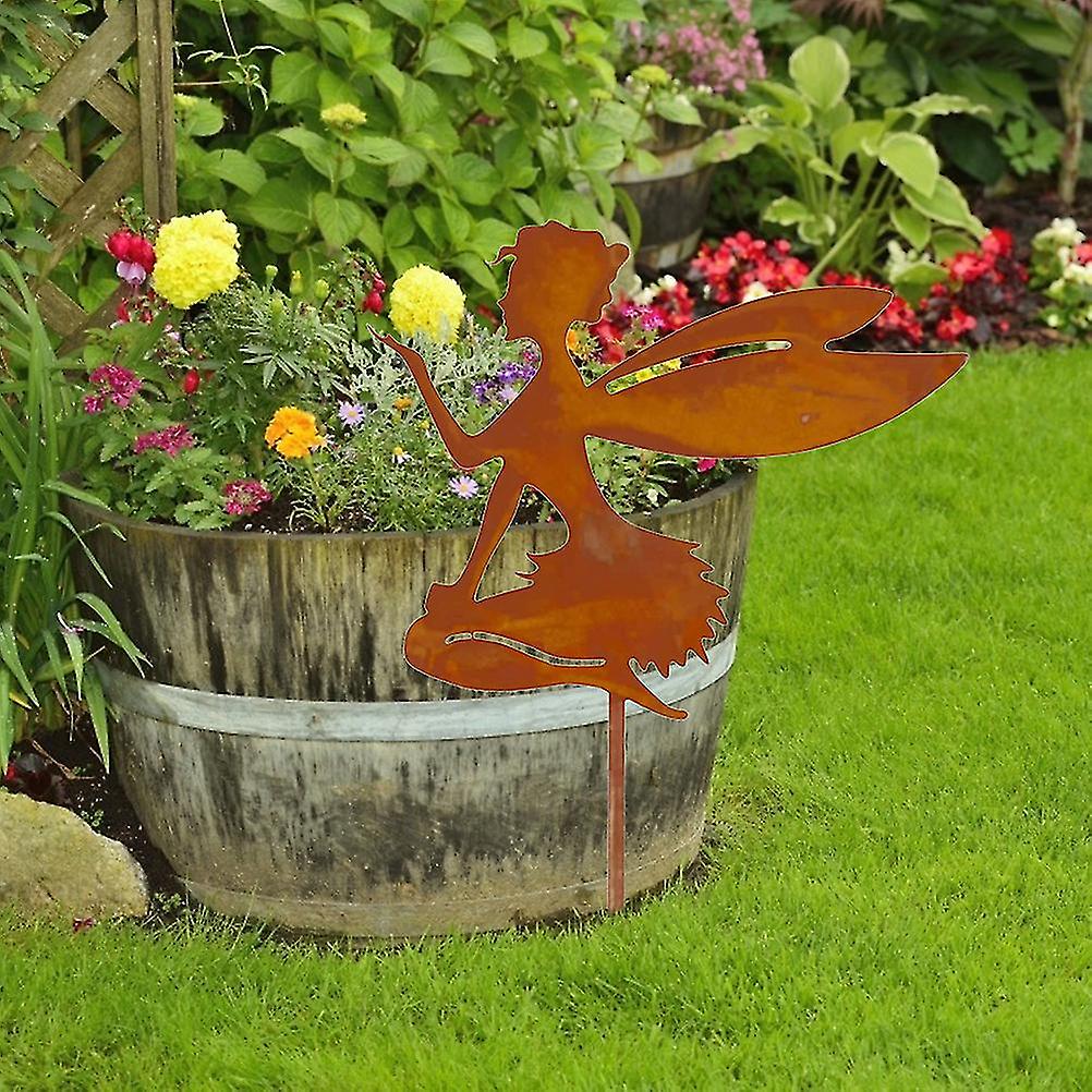 装飾的な庭の賭け金妖精のシルエットメタルヤードステークス芸術屋外庭の装飾春の装飾