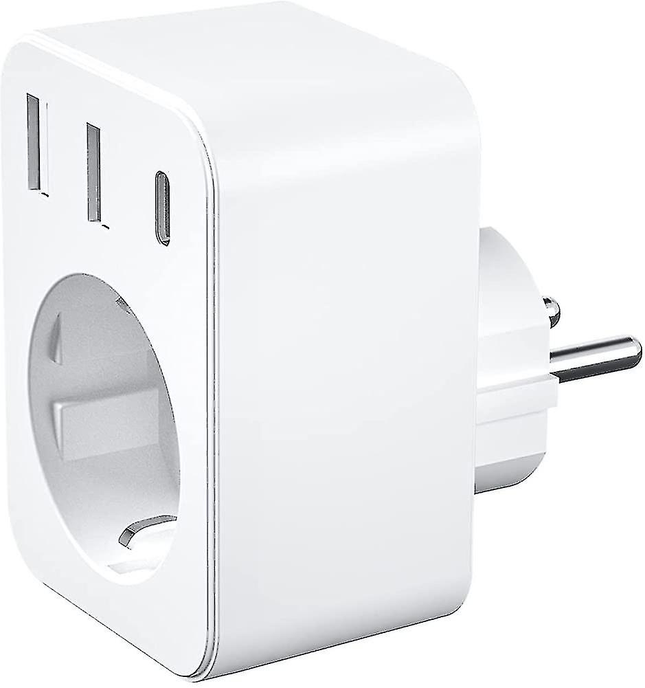 Adapter Socket With Usb, 5v / 3.0a Usb Socket, 4000w (16a) Socket Strip 3 Usb And 1 Usb-c