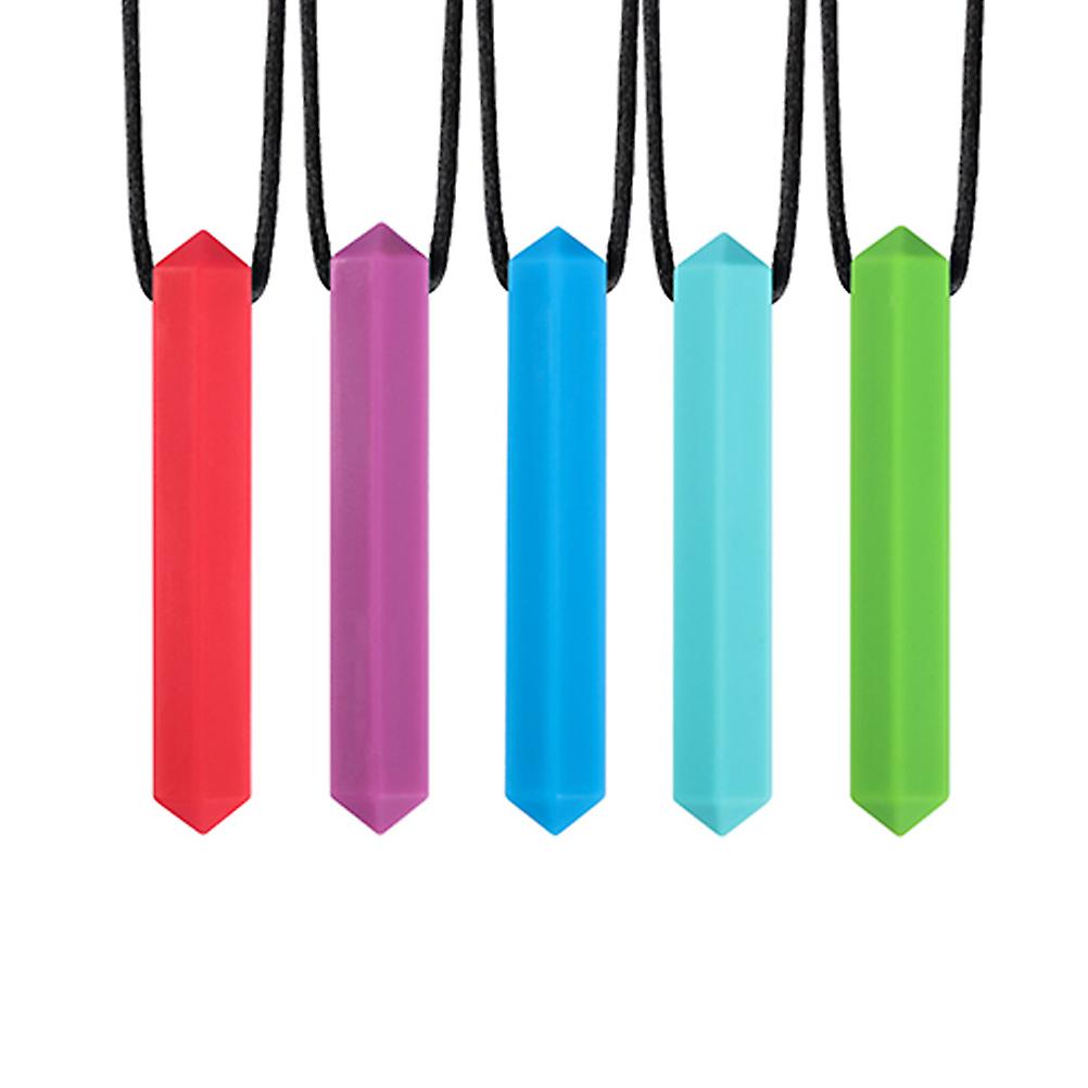 5 Pcs Food Grade Silicone Sensory Chew Necklace for Autism ADHD SPD Mouth Exercises