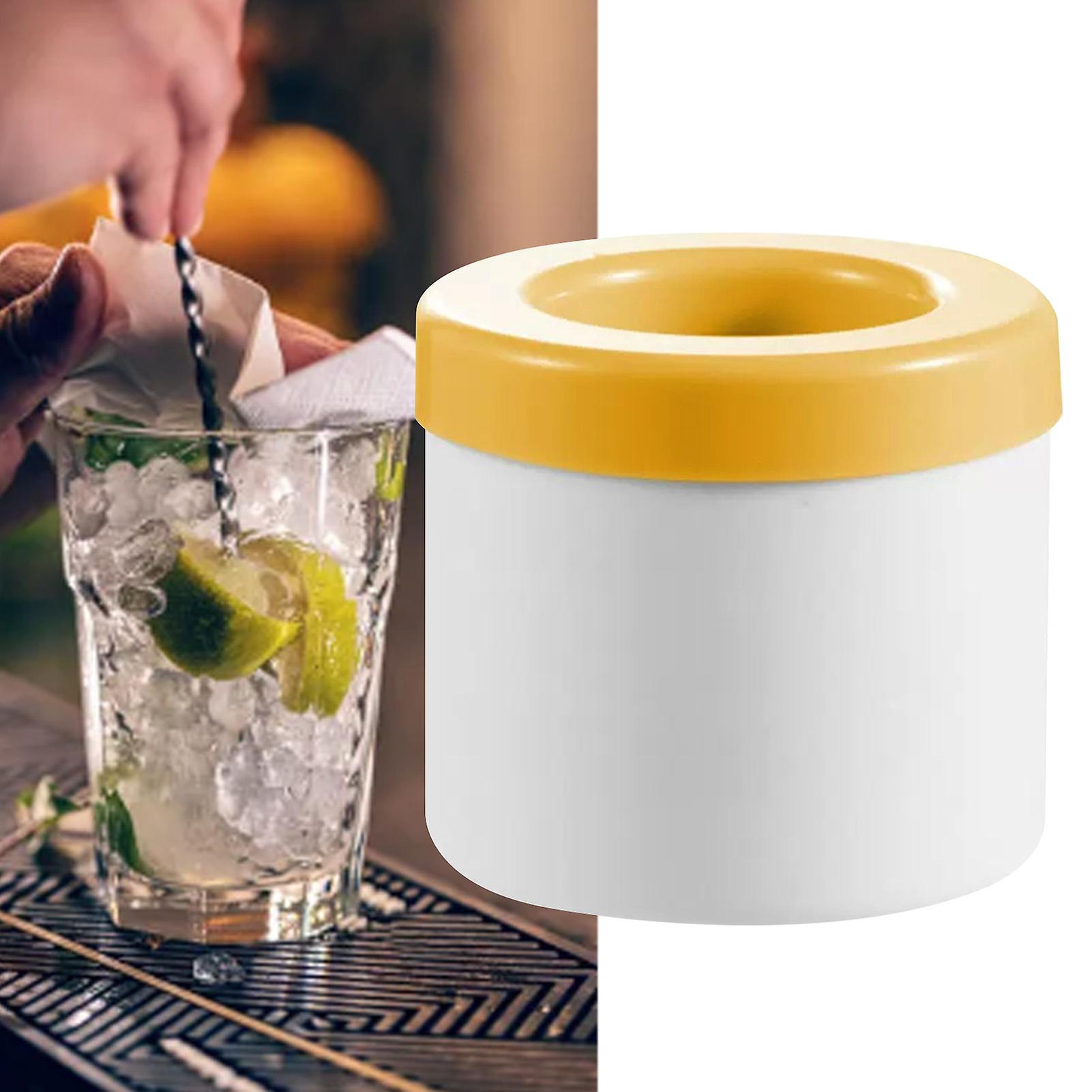 Ice Cube Mold Ice Trays with Lid Large Silicone Ice Bucket Ice Cube Maker Round for Frozen Cocktail Beverages More Yellow 