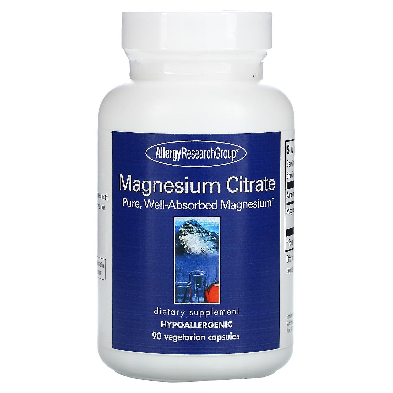 Allergy Research Group, Magnesium Citrate, 90 Vegetarian Capsules