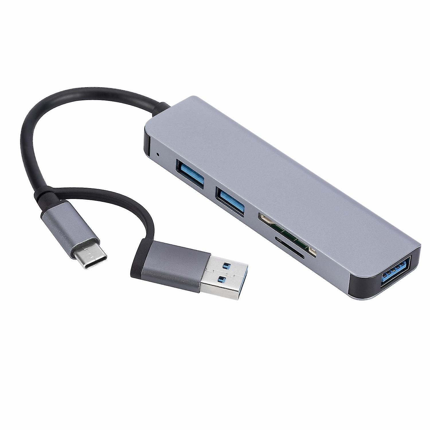 5-in-1 USB + USB-C/Type-C naar USB-dockingstation