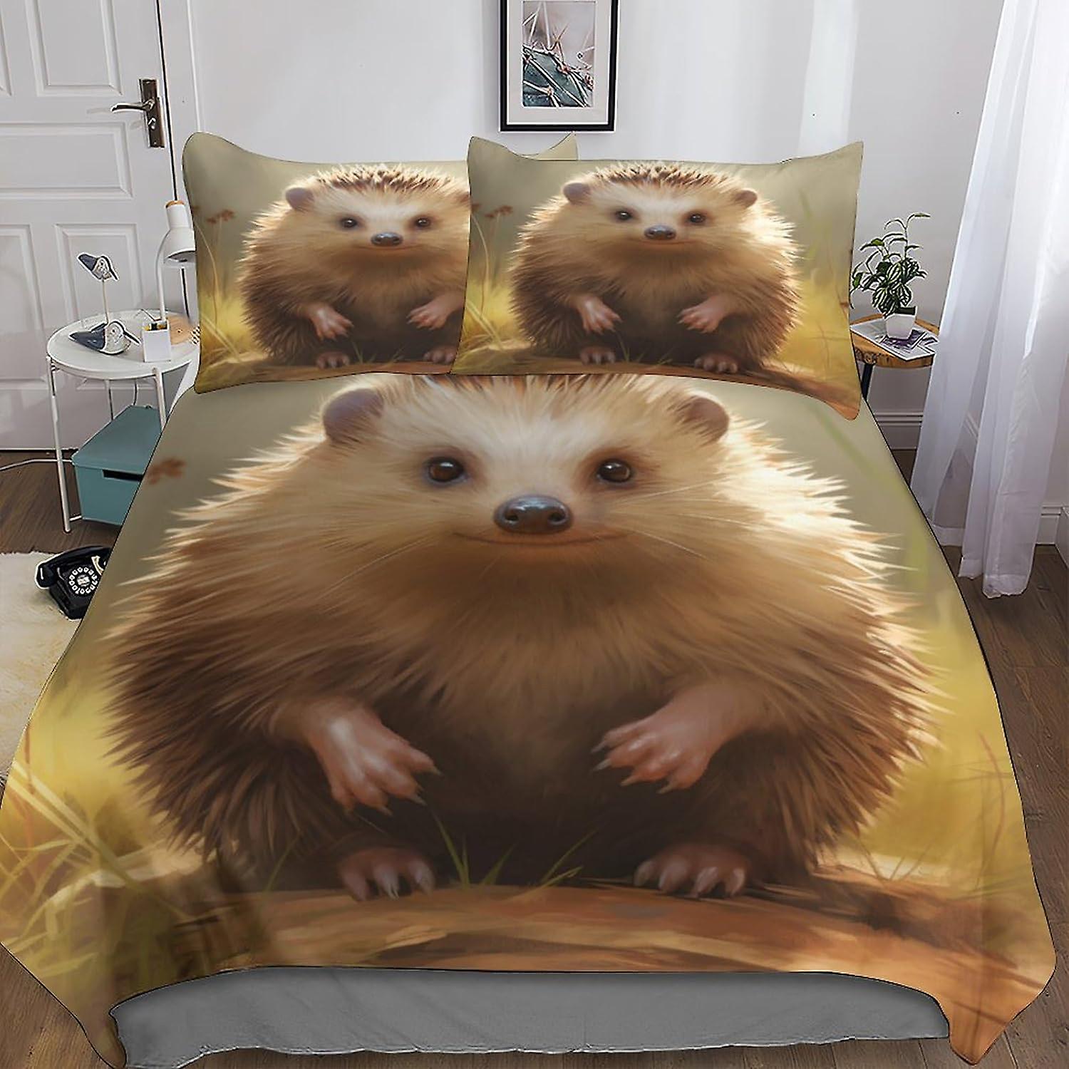 VCLUST igelkott påslakanset sängkläder, 3-delat påslakan lättskött, thornball täcke örngott med dragkedja mjuk mikrofiber