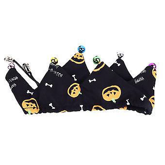 Halloween Cat Collar with Bells Cute Pumpkin Pattern Adjustable Puppy Scarf Pet Halloween Costume for Cats Small Dogs