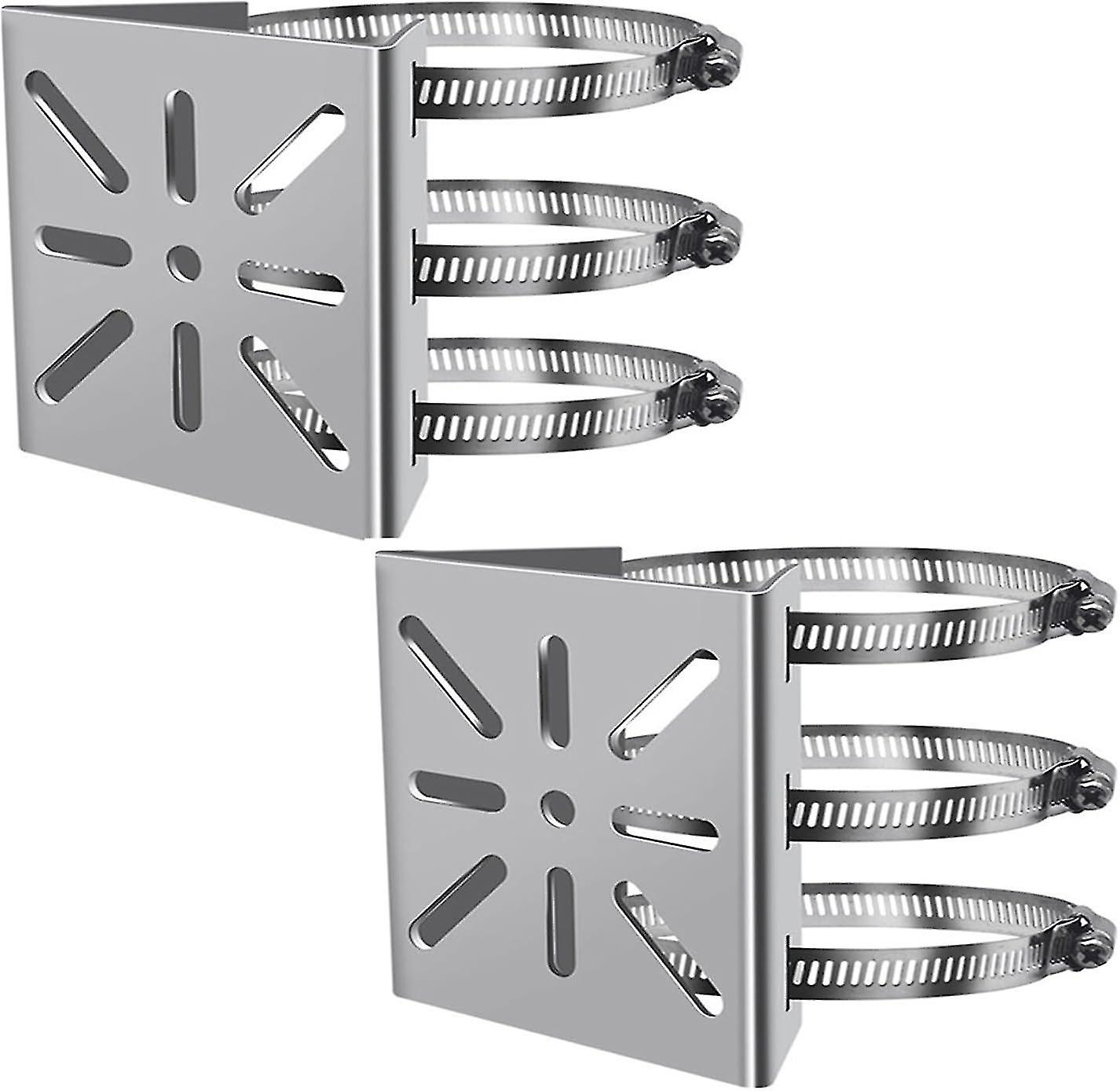 Universal Vertical Pole Mount For Security Camera 2pcs,with 6 Loop Pipe Clamps Solid Metal Mounting Corner Bracket