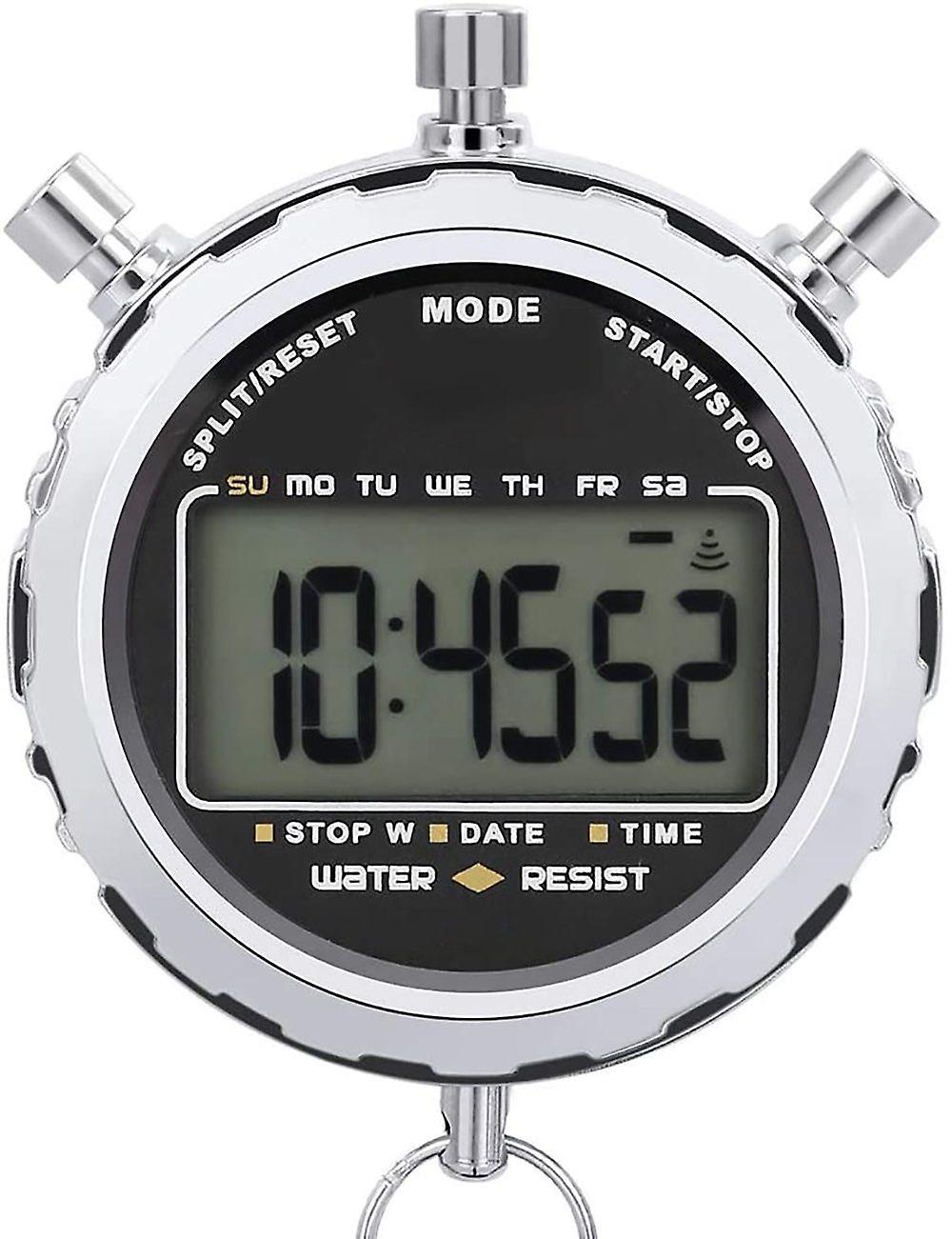 Digital Stopwatch, Handheld Large LCD Display Waterproof Daily Alarm 1/100 Seconds Precision