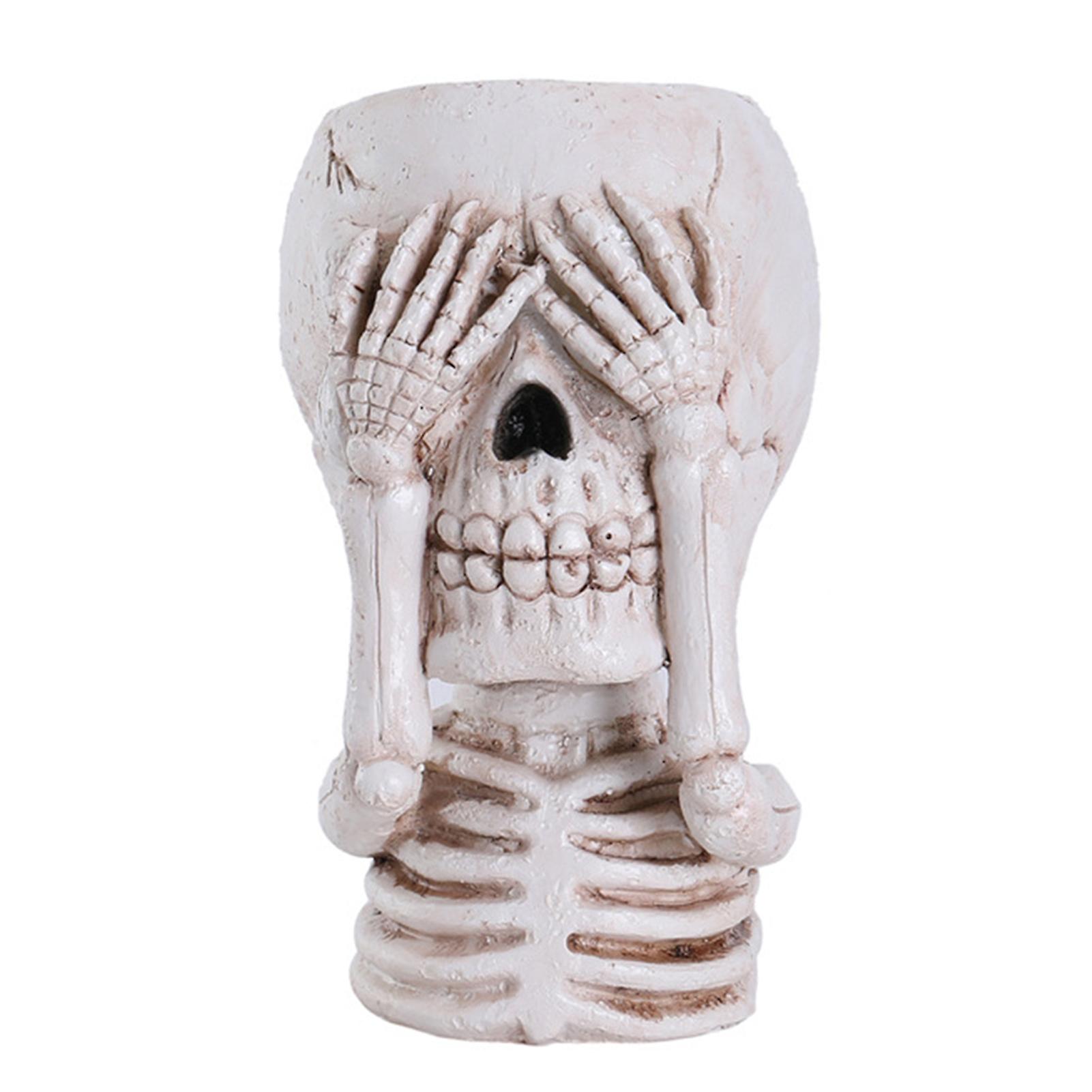 3D Skull Shape Flowerpot Unique Relastics Planter Container for Window