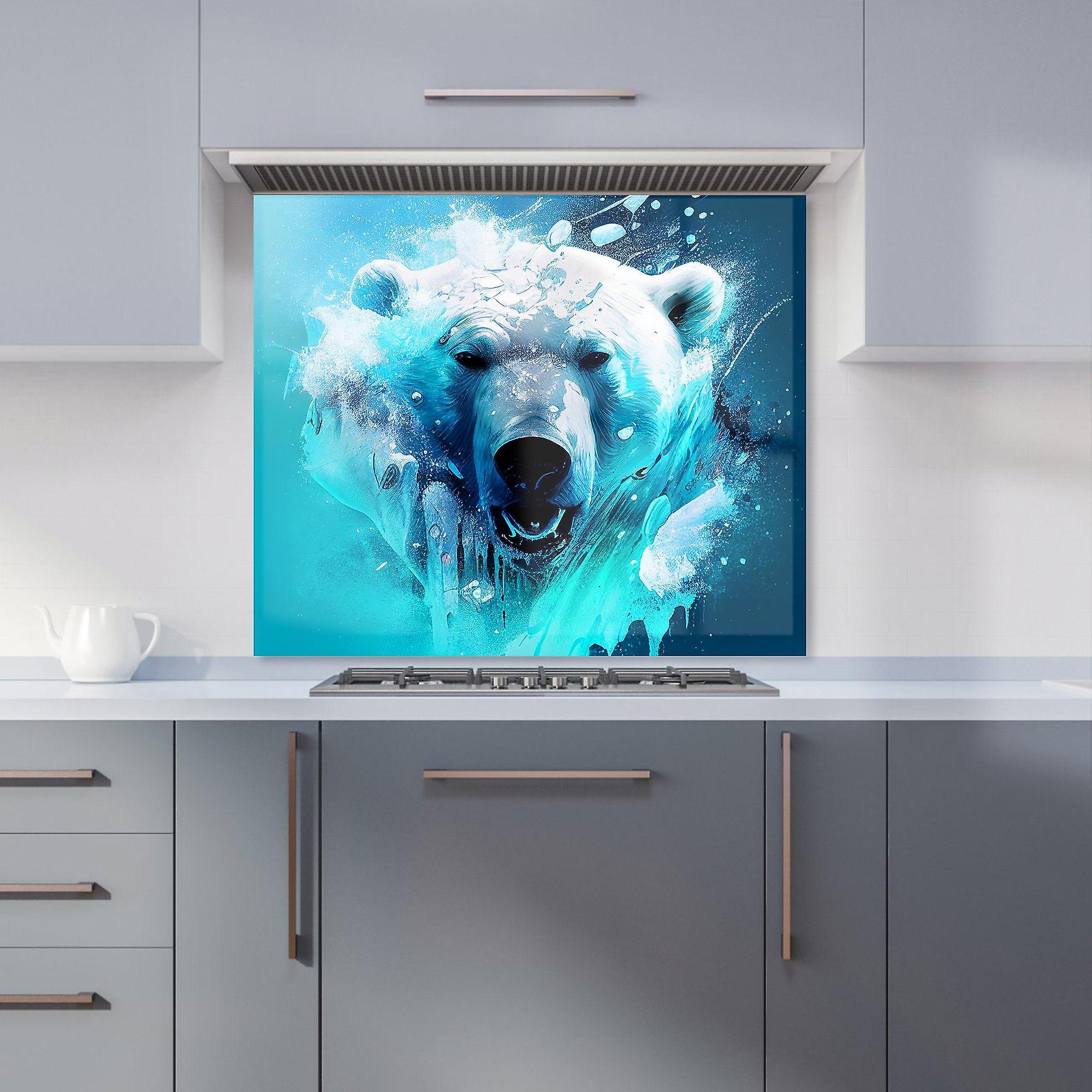 Polar Bear Face Splashart Kitchen Splashback