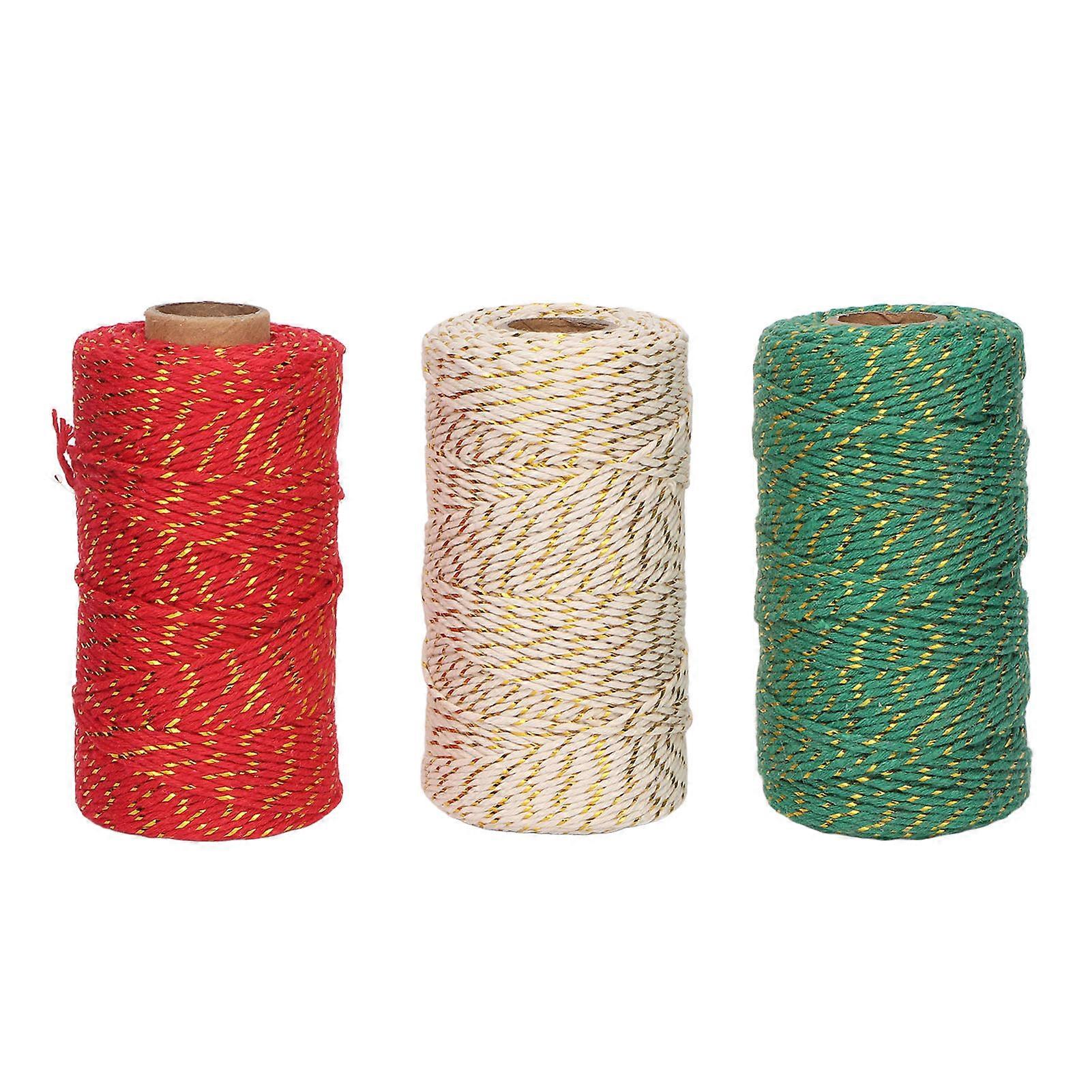 3 Roll Christmas Twine 2mm Diameter Each 328ft Length Cuttable Lightweight Gift Twine String For Diy Packaging