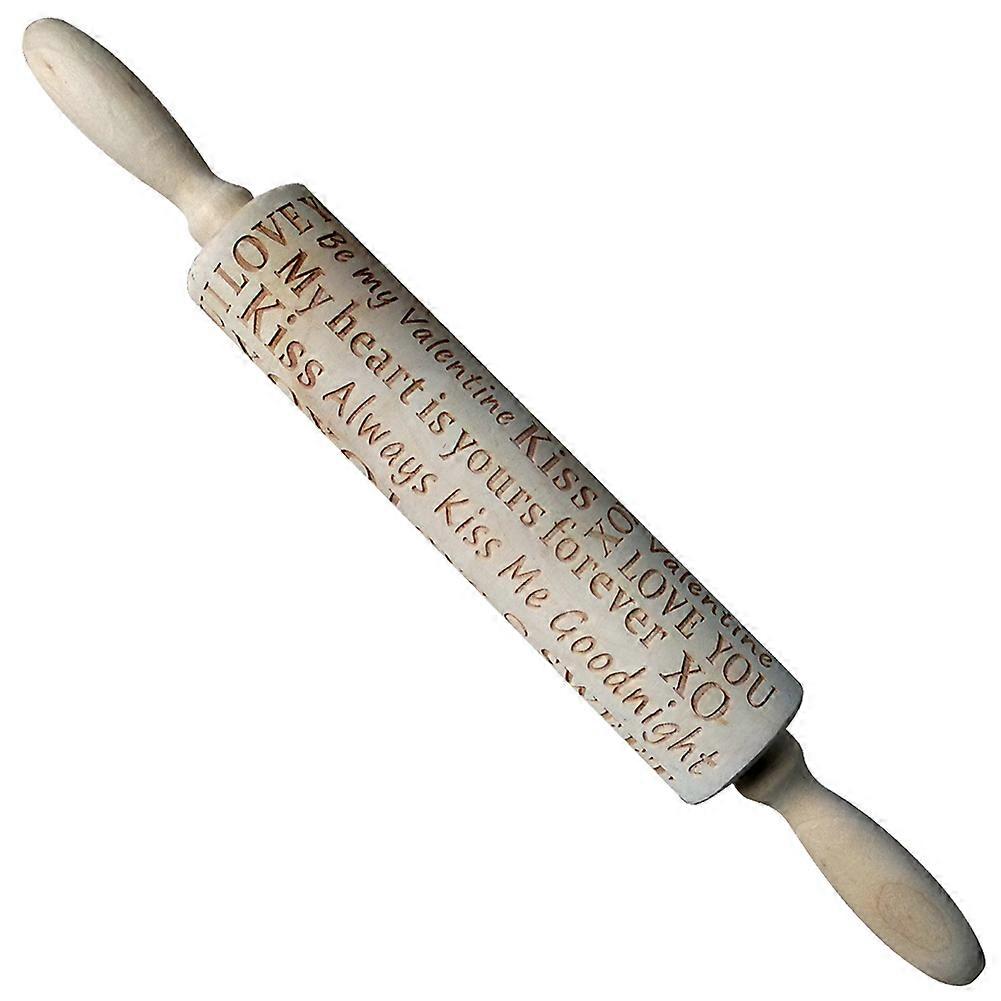 Kitchen Rolling Pin Bread Cookie Dough Roller with English Letters Carving