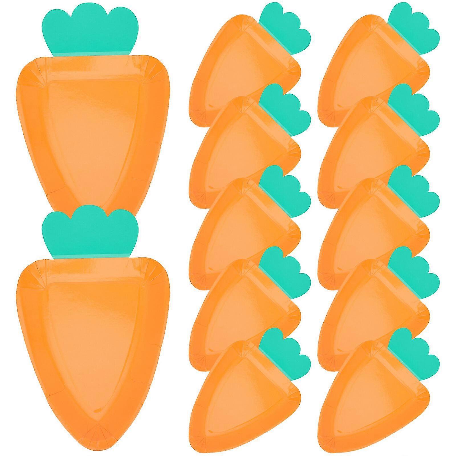 12pcs Easter Party Plate Party Catering Tableware Disposable Easter Carrot Plates