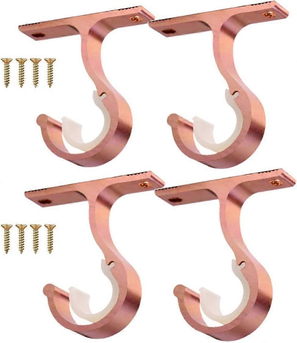 4 Pcs Curtain Rod Bracket Ceiling Mount Brackets Rod Support (Rose Gold)8.3cm