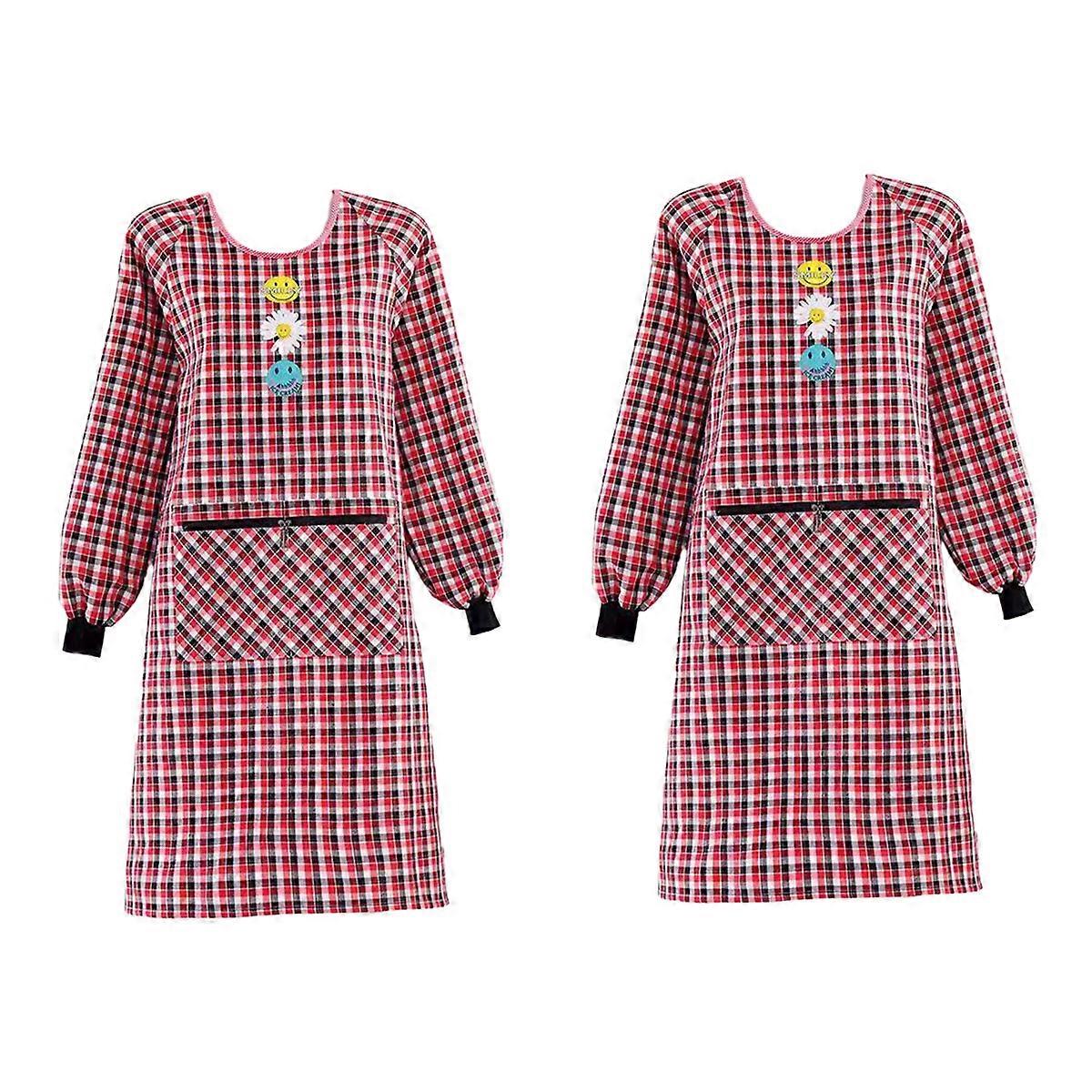 2 tabliers en polyester, poches zippées, salopette à manches longues en coton, vêtements de travail respirants pour femmes, résistants à la saleté et à l'huile