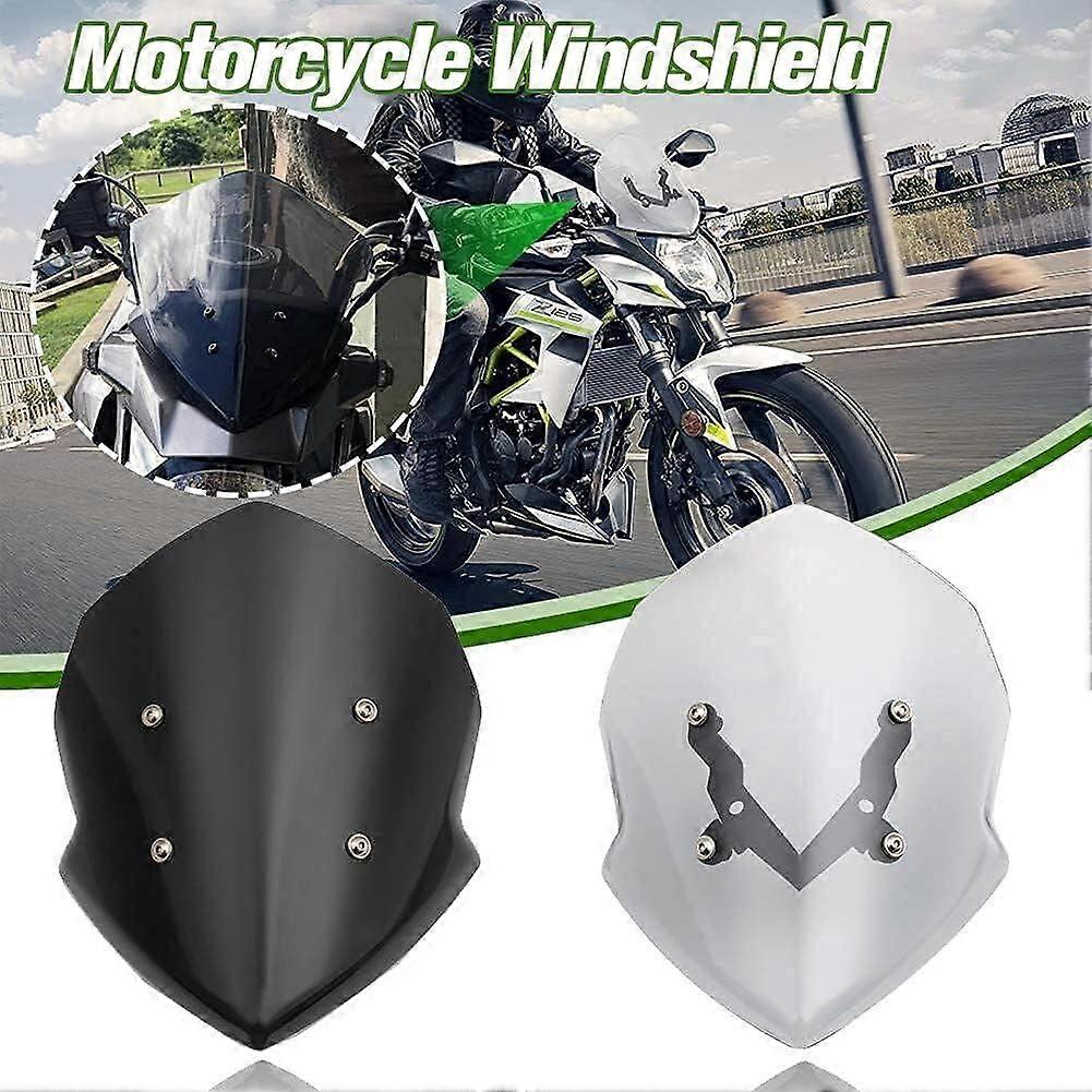 Motorcycle Hard ABS Wind Deflector Windshield Screen Double Bubble Airflow Windscreen Flyscreen Windproof Protector Compatible with K-awasaki Z125 Z 1