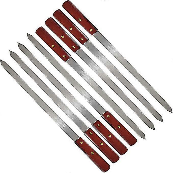 8 Pieces Stainless Steel Barbecue Skewers, 60cm Skewers, with Reusable Stainless Steel Handle, Barbecue Utensils Accessory