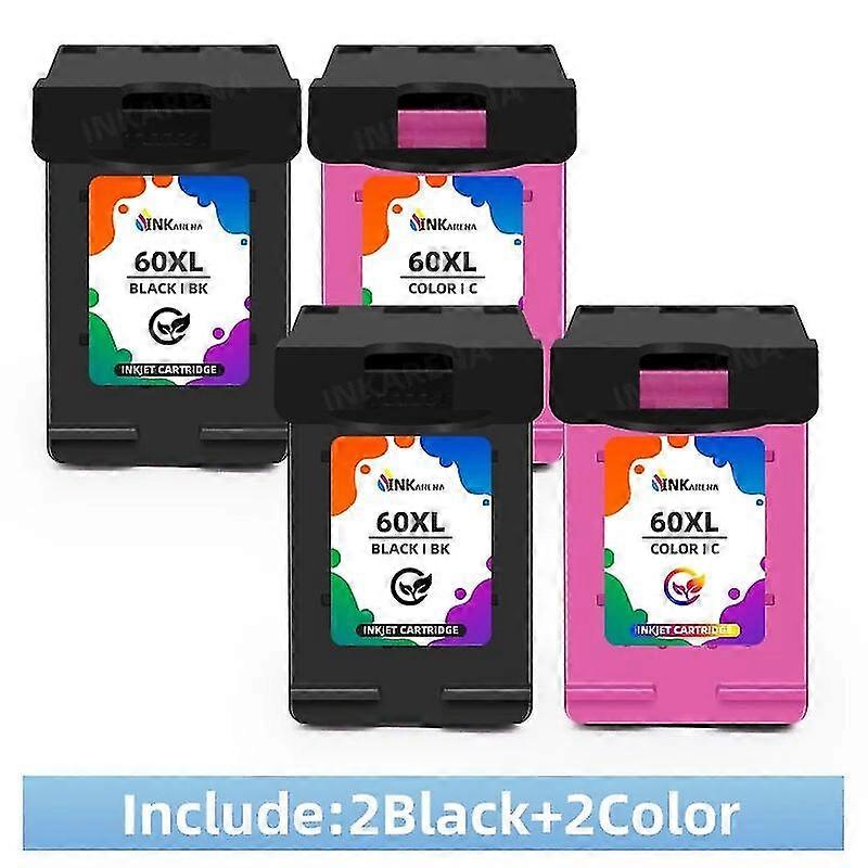 מחסנית דיו ממוחזרת עבור HP 60 60xl שחור וצבע עבור מדפסת Deskjet D1660 D2500 D2600 D5560 F2400 F4200 F4400 F4580